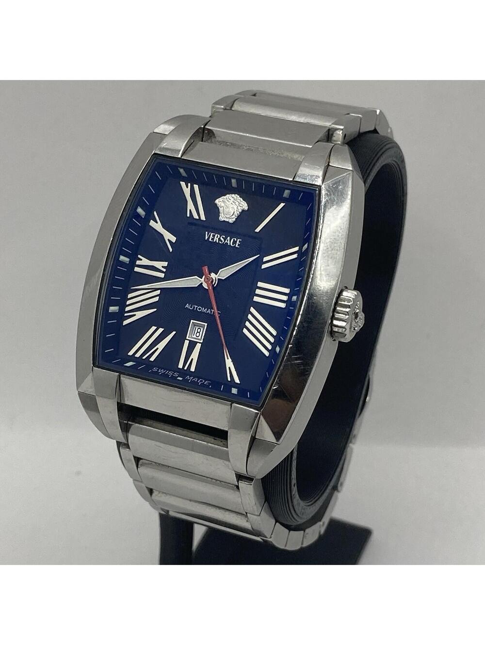 Men’s Versace Character Tonneau WLA99 35mm Automatic Watch Black Roman Dial